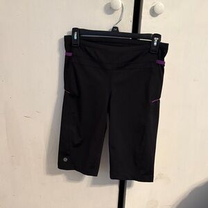 Women's Black Athletic Shorts with Purple Accents